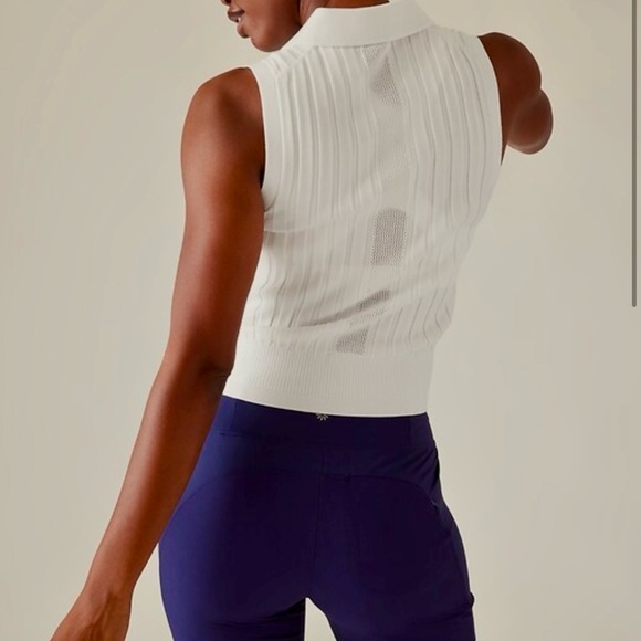 Athleta White Ribbed sweater vest. Sz L - Picture 4 of 16